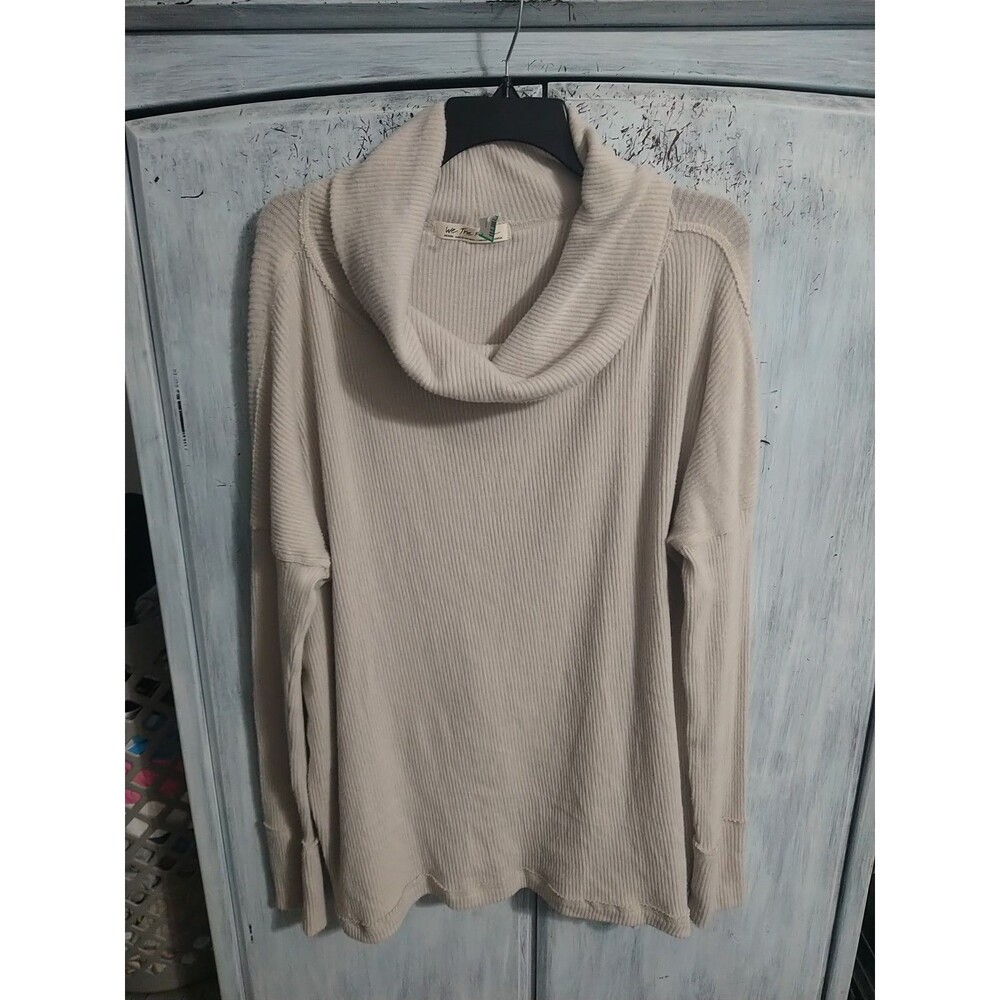 We The Free Cowlneck Beige Long Sleeve Beige Medium Top